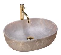 Rea Bathroom Sink Made of Ceramic Matt-Stone imitation-REA-U9887, Lara Beige 48.5 X 35 Cm, Lara Beige 48,5 x 35 cm