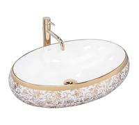 Rea REA-U5054 Bathroom Sink Made of Ceramic Meryl-white/gold-REA-U5054, White/Gold