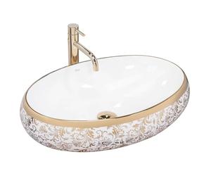 Rea Bathroom Sink Made of Ceramic Meryl - White/Gold - REA-U5054