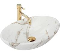 Rea Bathroom Sink Made of Ceramic Pamela Shiny AIAX- Stone imitation-REA-U9685, Creamy
