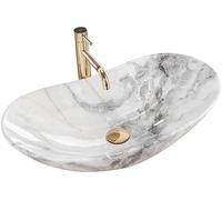 Rea Bathroom Sink Made of Ceramic Royal Granit Shiny-Stone imitation-REA-U8596, Grey, 60.5 x 36 x 16 cm