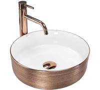 Rea Bathroom Sink Made of Ceramic Sami Brush Rose Gold/White - Rose Gold/White - REA-U3303