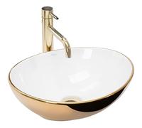 Rea Bathroom Sink Made of Ceramic Sofia Gold/White - Gold/White - REA-U0456