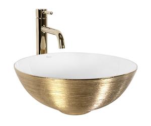 Rea Bathroom Sink Made of Ceramic Stella Brush Gold/White - Gold/White - REA-U9087