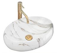 Rea Bathroom Sink Made of Ceramic Stone imitation-REA-U8695, Linda Lava 48.5 X 34 Cm