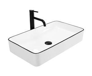 Rea Bathroom Sink Made of creamic Denis Black Edge - Black/White - REA-U6513