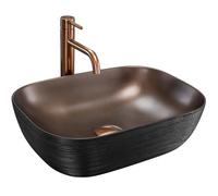 Rea Belinda Copper Brush/Black Countertop Washbasin Bathroom Sink 46.5 x 33 x 13.5 cm Ceramic Copper / Black