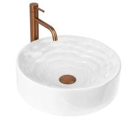 Rea - Calla Countertop Washbasin Round - White - Sanitary Ceramic - 42 x 42 x 13 cm
