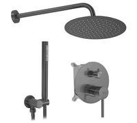 Rea - Flush-Mounted Shower Set Lungo + Box - Titanium - Brass - 36 x 16 x 8 cm