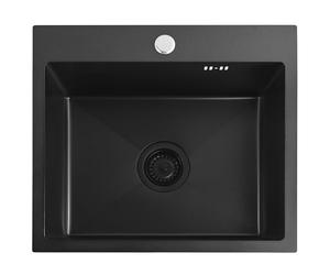 Rea Leo 50 Black Steel Single Tub Kitchen Sink 50 x 45 x 20 cm Undermount (Matte Black)