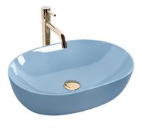Rea LISA L.BLUE SHINY Countertop Washbasin Bathroom Sink 49 x 35 x 14 cm Ceramic (Blue)