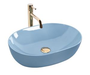 Rea LISA L.BLUE SHINY Countertop Washbasin Bathroom Sink 49 x 35 x 14 cm Ceramic (Blue)