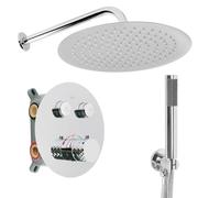 Rea - Lungo Diamond Flush-Mounted Shower Set + Box with Thermostat, Chrome, 36 x 19 x 22.5 cm