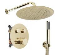 Rea - Lungo Diamond Shower Set + Box with Thermostat, Gold, 36 x 19 x 19 cm