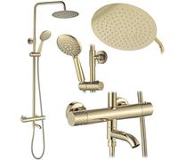 Rea - Lungo Diamond Shower Set with Thermostat, Gold, 27 x 34.5 x 117 cm