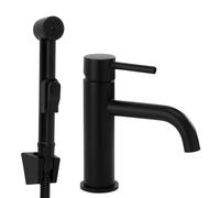 Rea - Lungo Washbasin Mixer Tap with Bidet Head Black - 12 x 4 x 17 cm