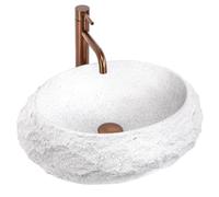 Rea - Mika Cloudy Wash Basin White Stone Effect 50 x 38 x 15 cm