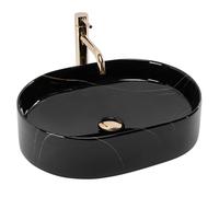 Rea Nadia 50 Black Stone Countertop Washbasin Bathroom 50 x 38 x 14 cm Ceramic (Imitation Stone)