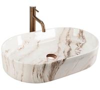 Rea Nadia 60 Countertop Washbasin Brown Bathroom Sink 60 x 38 x 13 cm Ceramic (Imitation Stone)