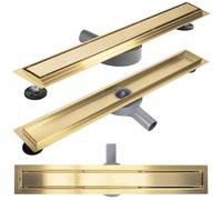 Rea Neox Pro Brush Gold 60 Linear Drain Stainless Steel Shower Drain Siphon Floor Drain for Bathroom Floor Drain Shower (Brushed Gold)