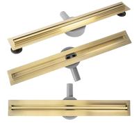 Rea Neox Slim Pro Brush Gold Linear Drain 80 Stainless Steel Shower Channel Siphon Floor Drain for Bathroom Floor Drain Shower (Brushed Gold)