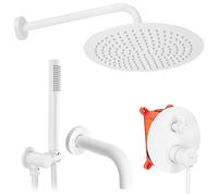 Rea REA-P6611 Lungo-white-REA-P6611 Bathroom Shower Set with a spout which is Mount Under The Plaster Lungo-black-REA-P6611, White