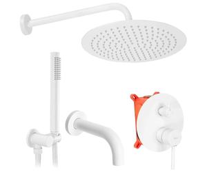 Rea REA-P6611 Lungo-white-REA-P6611 Bathroom Shower Set with a spout which is Mount Under The Plaster Lungo-black-REA-P6611, White