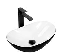 Rea REA-U0538 Bathroom Sink Made of Ceramic Black/White-black/white-REA-U0538, Black/White, Royal Mini 48 x 30,5 cm