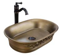 Rea REA-U3305 Bathroom Sink Made of Ceramic Brushed copper-REA-U3305, Polished Copper, Wilma Rustic 55 x 38 cm