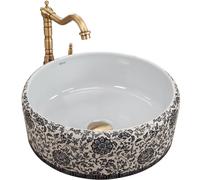 Rea REA-U3308 Bathroom Sink Made of Ceramic Florisa-pattern-REA-U3308, Black White, Florisa 40 x 40 cm