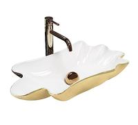 Rea REA-U3400 Bathroom Sink Made of Ceramic Infinity White/Gold-white/gold-REA-U3400, Gold/White