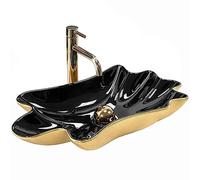 Rea REA-U3402 Bathroom Sink Made of Ceramic Infinity Black/Gold-black/gold-REA-U3402, Black/Gold