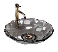 Rea REA-U5068 Bathroom Sink Made of Glass Arctic Black-black-REA-U5068, Transparent