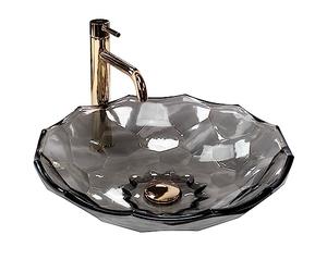 Rea REA-U5068 Bathroom Sink Made of Glass Arctic Black-black-REA-U5068, Transparent