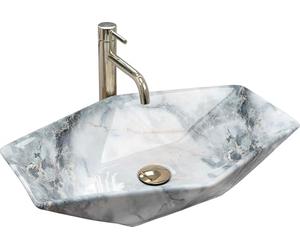 Rea REA-U5602 Bathroom Sink Made of The Ceramic Shiny imitation-REA-U5602, Grey, Imitation Stone, Vegas Granit 57 x 37 cm
