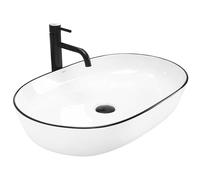 Rea REA-U6210 Bathroom Sink Made of Ceramic Cleo 61 Edge-Snow white/black-REA-U6210, White Black