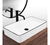 Rea REA-U6513 Bathroom Sink Made of creamic Denis Edge-black/white-REA-U6513, White Black
