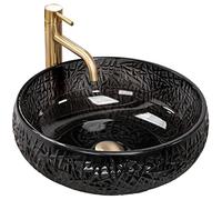 Rea REA-U6660 Bathroom Sink Made of Glass Ice Black-black-REA-U6660, Black, Transparent