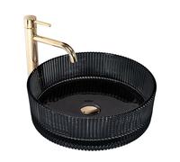 Rea REA-U6800 Bathroom Sink Made of Glass Ingrid Black-black-REA-U6800, Black