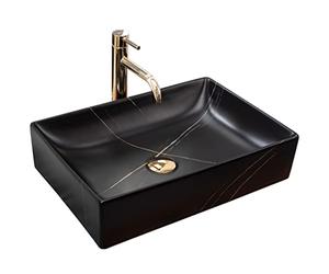 Rea REA-U8006 Matt-Black Bathroom Sink Made of Ceramic matt-REA-U8006, Inga Black Marble Mat 51 x 34,5 cm