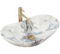 Rea REA-U8742 Bathroom Sink Made of Ceramic Matt-Stone imitation-REA-U8742, Grey Imitation Marble, Royal Granit Mat 60,5 x 36 cm