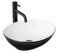 Rea REA-U8749 White-black/white-REA-U8749 Bathroom Sink Made of Ceramic Black/White-black/white-REA-U8749, Black/White, Sofia White Black 41 x 34,5 cm