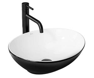 Rea REA-U8749 White-black/white-REA-U8749 Bathroom Sink Made of Ceramic Black/White-black/white-REA-U8749, Black/White, Sofia White Black 41 x 34,5 cm