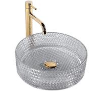 Rea REA-U9615 Bathroom Sink Made of Glass Cristal 35 Grey-grey-REA-U9615, Transparent