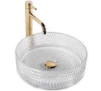 Rea REA-U9670 Bathroom Sink Made of Glass Cristal 35 Transparent-transparent-REA-U9670, Transparent