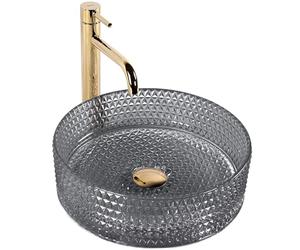 Rea REA-U9671 35 Black-black-REA-U9671 Bathroom Sink Made of Glass Cristal 35-black-REA-U9671, Black