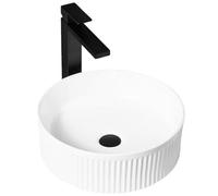 REA SELINA ROUND CERAMIC COUNTERTOP WASH BASIN, WHITE SINK