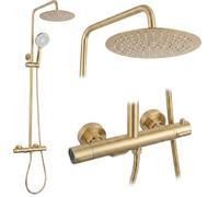 Rea - Shower Set with Thermostat Drop - Brushed Gold - 33 x 15 x 120.5 cm