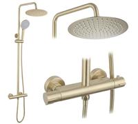 Rea - Shower set without spout with thermostat Lungo - brushed gold - brass, ABS - 344 x 25.7 x 102.5 cm