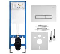 Rea - Slim 024n Concealed Frame Set for Mis WC with Push Button HD Chrome - 22 x 35.2 x 106.2 cm